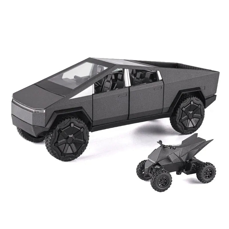 1:24 Cybertruck Model Silver Diecast Pickup Toy Car with Sound & Light for Kids 3+