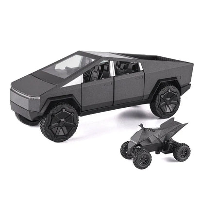 1:24 Cybertruck Model Silver Diecast Pickup Toy Car with Sound & Light for Kids 3+
