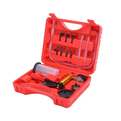 CAER Manual Brake Bleeder & Vacuum Pump Kit – 2-in-1 Handheld Automotive Fluid Tester with Gauge & Adapters