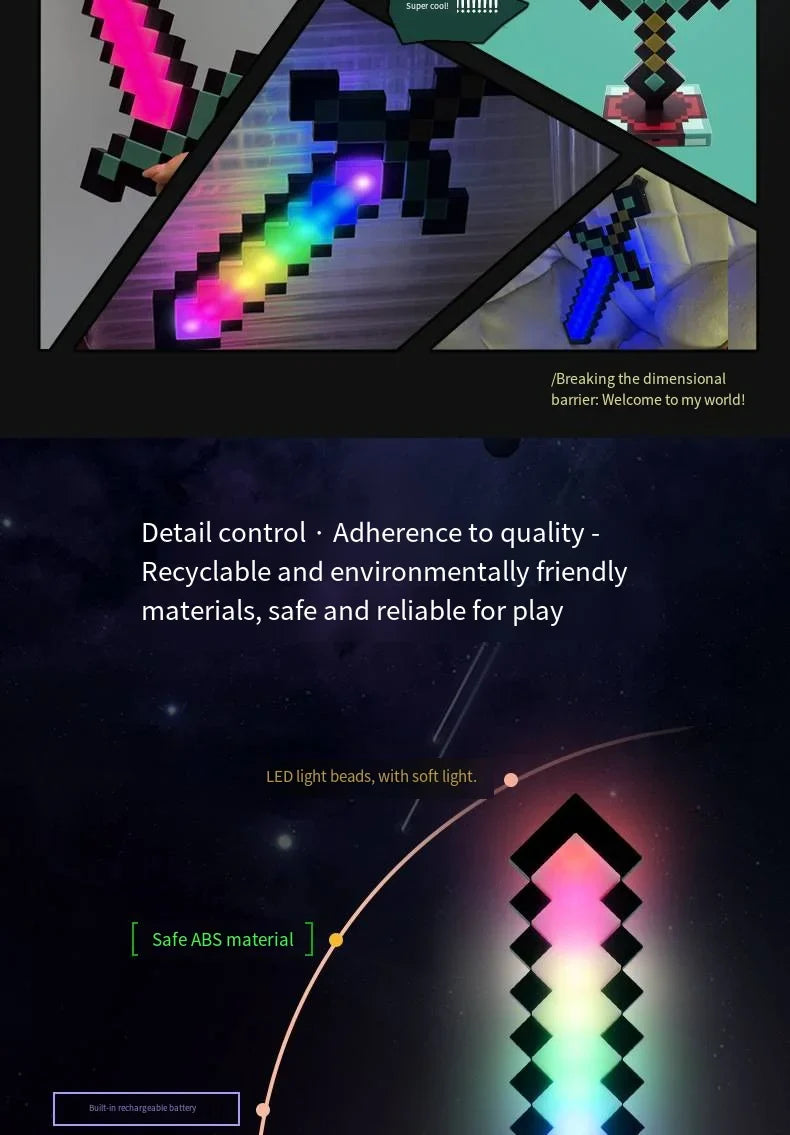 Minecraft Sword Night Light – Color-Changing Table Lamp, Game-Inspired Decorative Gift for Children