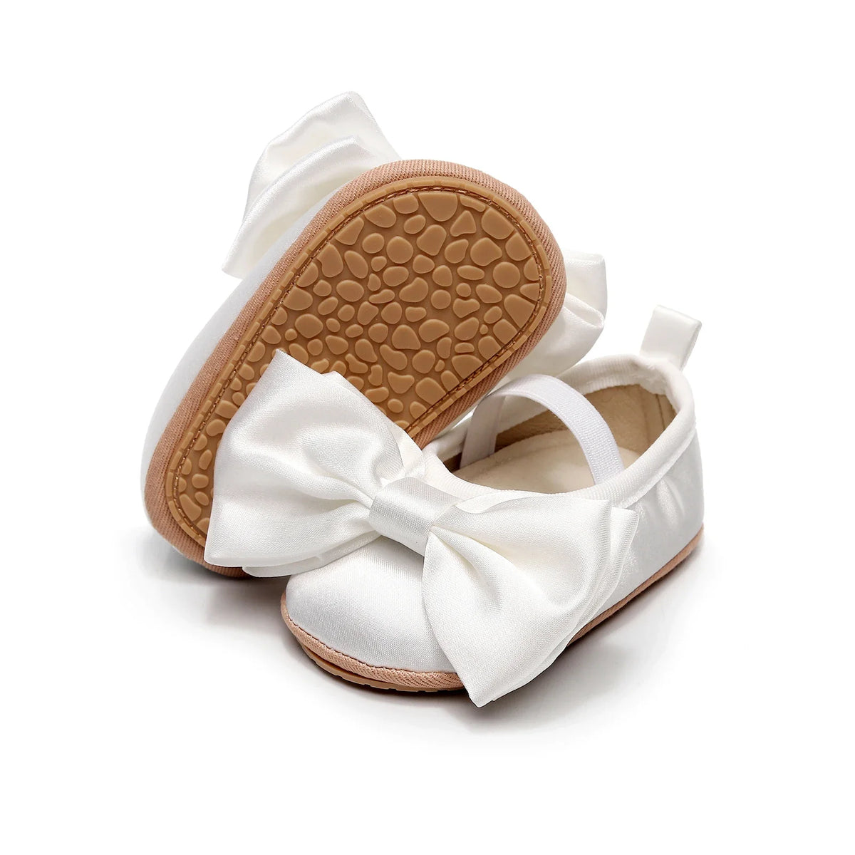 Baby Girls Bow Moccasin Shoes - Soft Sole Anti-Slip First Walker Prewalker Flats