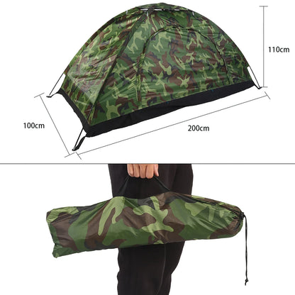 One Person Outdoor Camping Tent – Camouflage Waterproof UV Protection Hiking Shelter