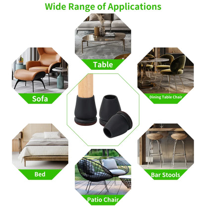 16PCS Silicone Chair Leg Pads — Non-Slip Felt Furniture Floor Protectors for Noise Reduction & Scratch Prevention