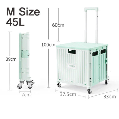 45/65L Folding Shopping Cart Trolley – Portable Home Cart with 2/4/8 Wheels