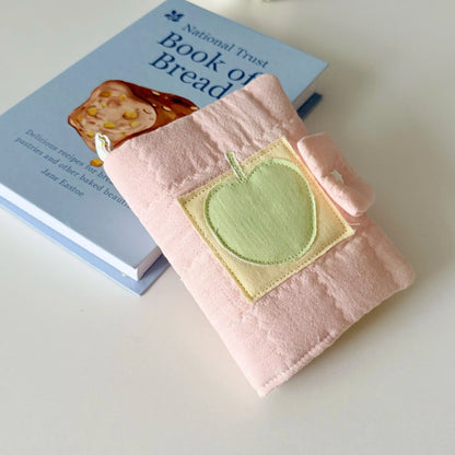 Kawaii A5/A6 Cotton Diary — Handmade Korean Green Apple Book Cover, Pinch Style Notebook, Perfect Gift for Friends