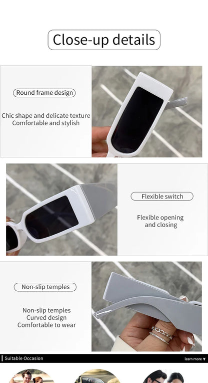 Luxury Rectangle Vintage Sunglasses for Men – Hip Hop Designer Black Small Frame UV400 Shades