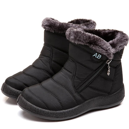 Women’s Fur Lined Ankle Boots – Waterproof Winter Shoes with Low Heels, Snow Boots for Women