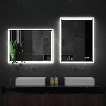 LUVODI 28x36 Inch LED Bathroom Mirror — Backlit Dimmable Wall-Mounted Defog Vanity Mirror