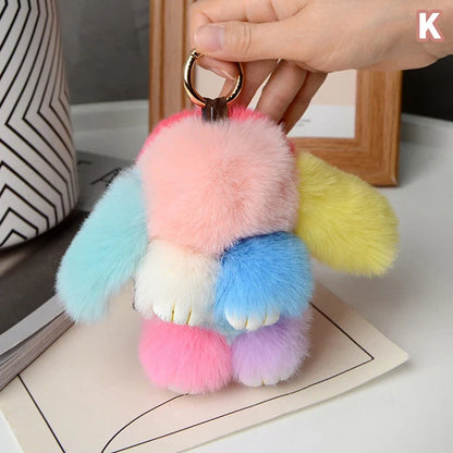 15cm Rabbit Fur Keychain - Soft Bag & Car Pendant Charm for Women, Jewelry Accessory Gift
