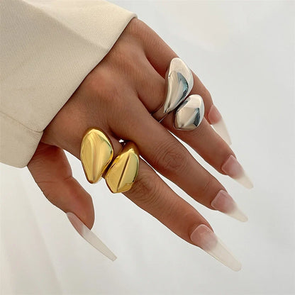 Ingemark Punk Snake Ring – Exaggerated Water Drop Geometric Adjustable Open Finger Ring for Women, Vintage Couple Jewelry