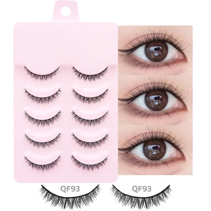 DINGSEN 5 Pairs Manga Style False Eyelashes — Soft, Natural, Long Anime Wispy Strip Lashes for Makeup