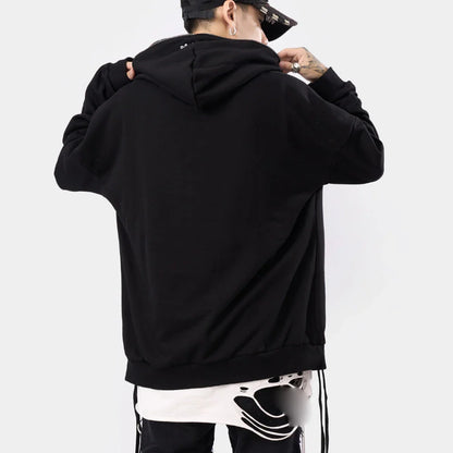 Men's Retro Zip-Up Hoodie – Loose Fit Gothic Harajuku Streetwear Jacket with Long Sleeves – Y2K High Street Style