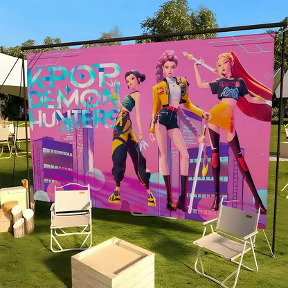 K-Pop Demon Hunters Cartoon Flag – Outdoor, Party & Home Decoration Banner