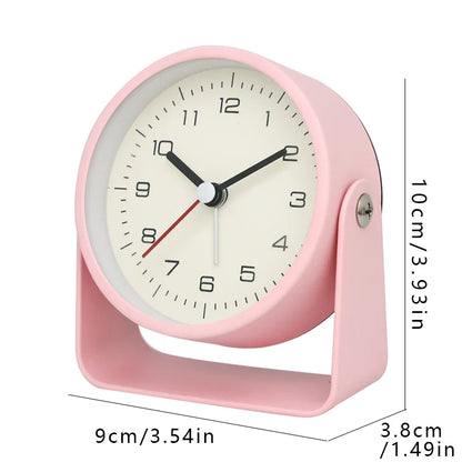 Creative Metal Minimalist Silent Alarm Clock – Small Quartz Desktop Clock for Student Desk, Room & Office Decor
