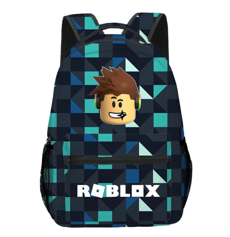 3pcs Roblox Cartoon Print Bag Set – School Backpack, Lunch Bag & Pencil Case for Students, Birthday Gift Set