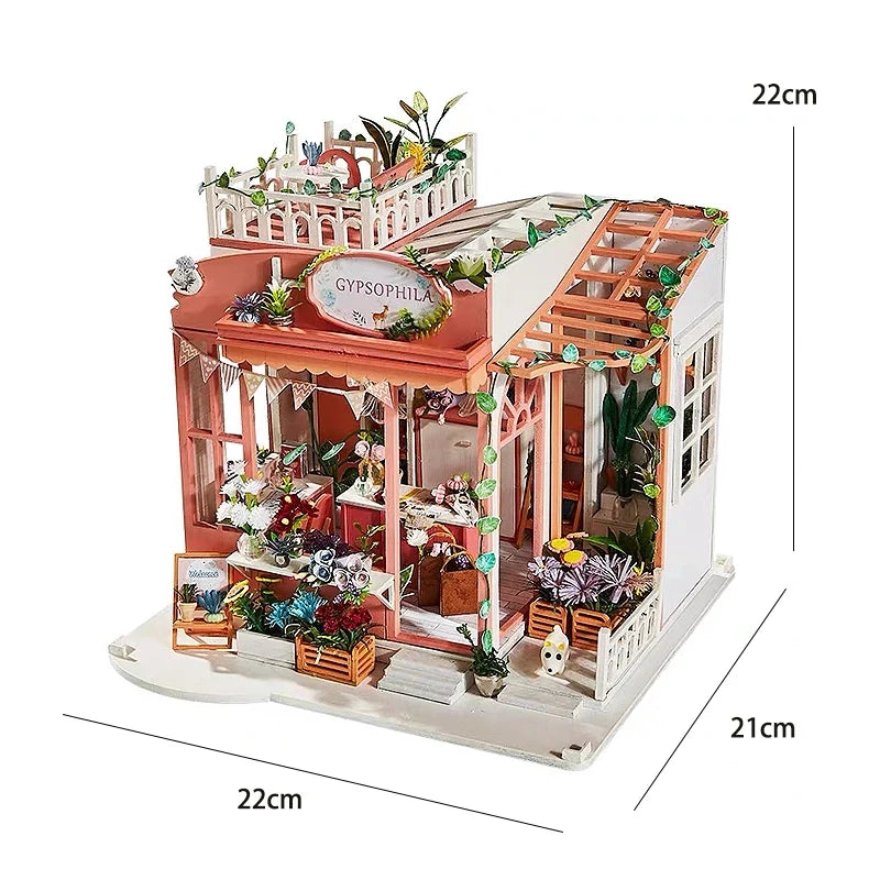 DIY Mini Dollhouse Kit - Handmade 3D Flower House Puzzle Model with Furniture Home Decor Gift