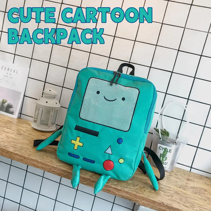 14-Inch Cute Cartoon Adventure Time Backpack — Green Anime School Bag, Lightweight & Breathable Travel Bag