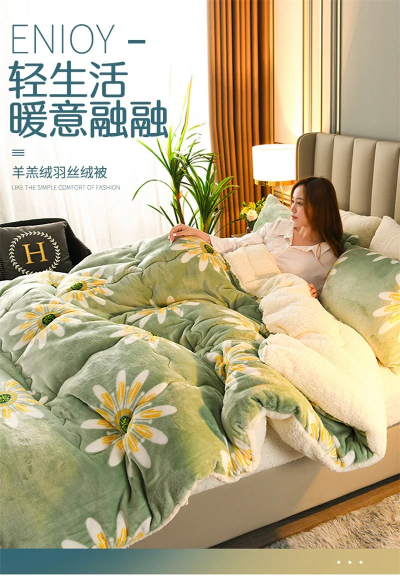 Super Thick Plaid Fleece Blanket – Soft, Warm, Fluffy Winter & Autumn Comforter Quilt