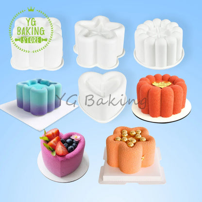 Dorica Silicone Dessert Mold — Single Bento Round, Heart, Square & Star Pudding, Mousse & Chocolate Baking Pan for DIY Cakes and Pastries