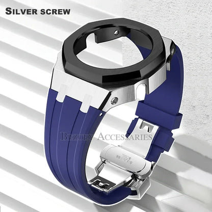 GEN4 Casioak GA2100 Mod Kit – Stainless Steel Case, Bezel, and Rubber Strap Replacement for G-SHOCK GA2100/GA2110