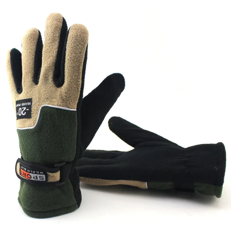 Winter Warm Gloves - Plush Thickened Five-Finger Skiing, Cycling & Motorcycle Gloves for Men