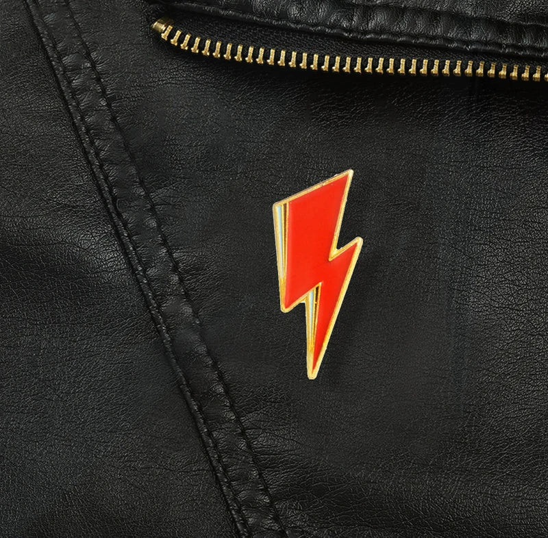 Glam Rock Enamel Pins – Bowie & Aladdin Lightning Style Badge for Men & Women, Rock Music Fan Gift