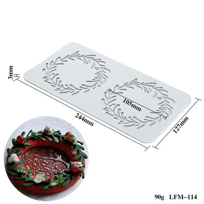 Flower & Leaf Pattern Silicone Mold — Fondant Cake Lace Mat for DIY Baking, Craft & Cake Decoration