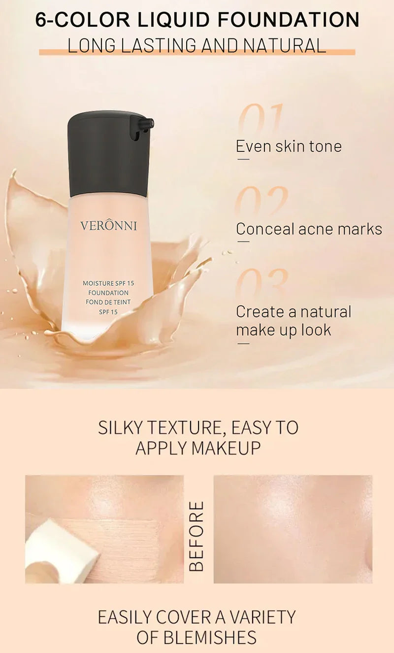 Matte Liquid Foundation – Full Coverage BB Cream with Oil Control, Waterproof & Long-Lasting Natural Face Base
