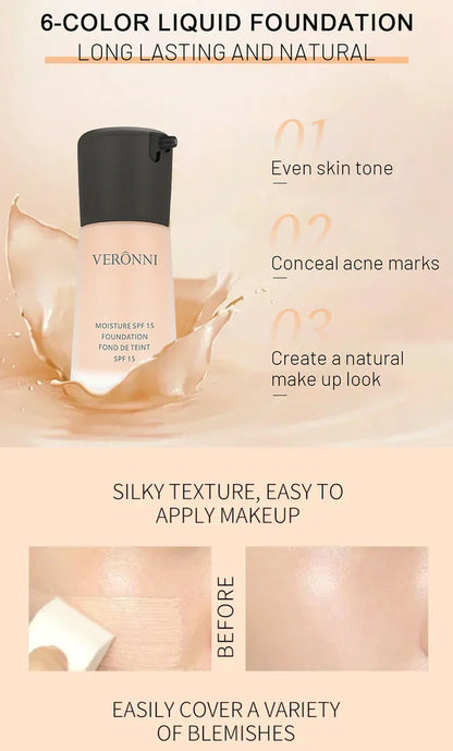 Matte Liquid Foundation – Full Coverage BB Cream with Oil Control, Waterproof & Long-Lasting Natural Face Base