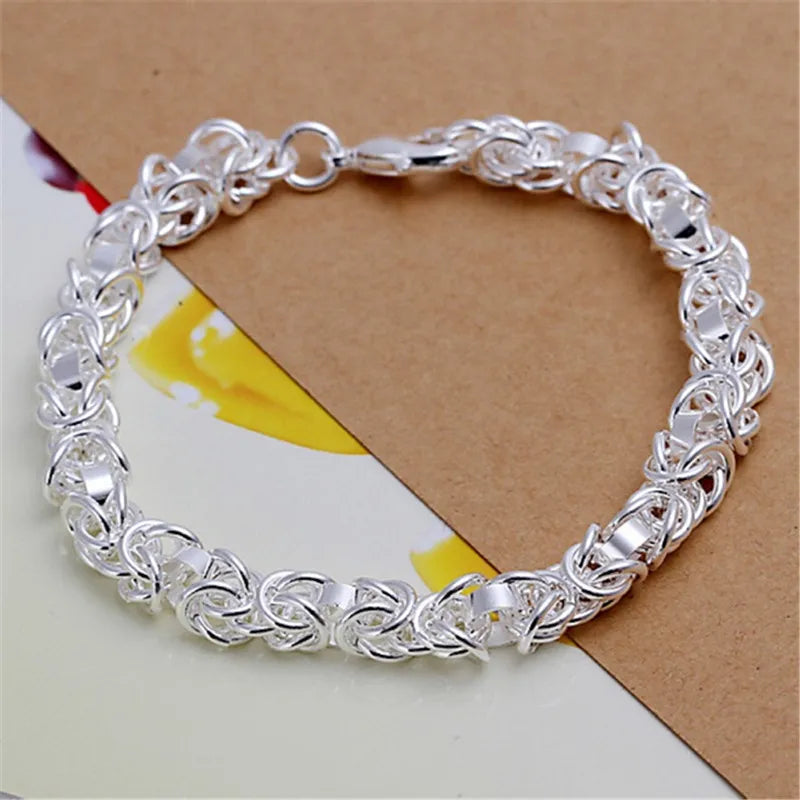 8 Inch 18K Gold Bracelet – 5MM Sideways Chain for Women and Men – Fashionable Wedding Engagement Jewelry, 925 Sterling Silver Gift