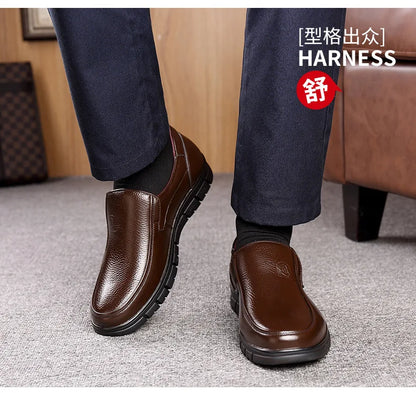 Genuine Leather Handmade Men's Shoes – Casual Loafers, Breathable Slip-On Walking Sneakers for Outdoor Wear