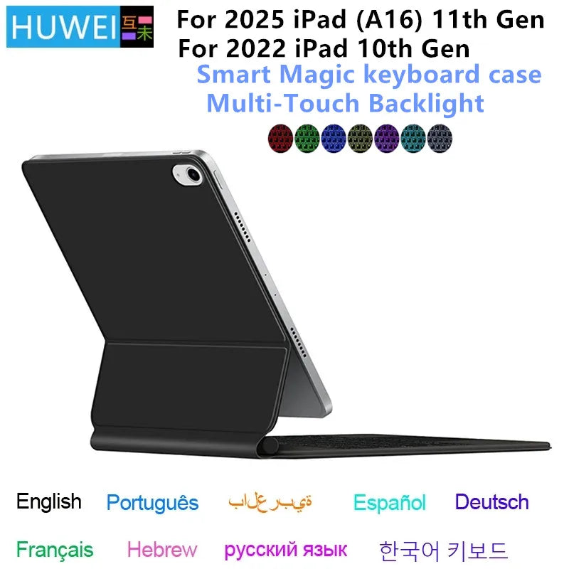 Magic Keyboard Case for iPad — Smart Magnetic Folio for iPad 11th & 10th Gen 11" (2025 A16, A3354/A3355/A3356/A2696)