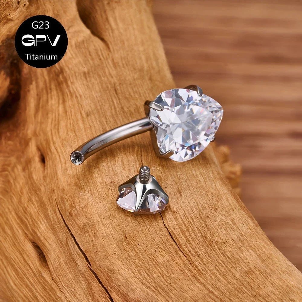 G23 Titanium Double-Head Navel Ring - Fashionable Love Design Belly Button Jewelry