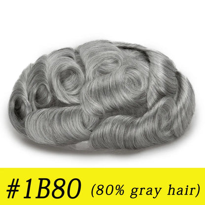 Ultra Thin Skin 0.03mm Men’s Toupee Human Hair Wig – Natural Hair Replacement System Lightweight Male Hairpiece