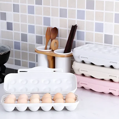 12 Grid Egg Holder Tray - Portable Plastic Egg Storage Container with Protective Case for Refrigerator, Camping & Travel