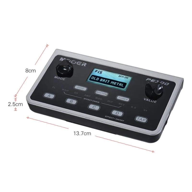 MOOER PE100 Portable Guitar Multi-Effects Processor – 39 Effects, 40 Drum Patterns & 10 Tempo Options
