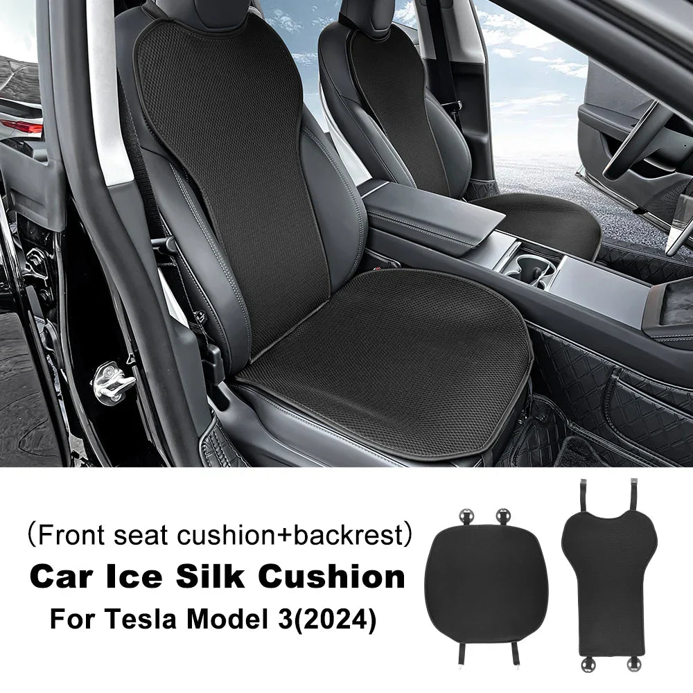 Tesla Model 3 Highland 2024 Ice Silk Car Seat Cushion – Breathable All-Season Seat Cover & Back Seat Protector Interior Accessory