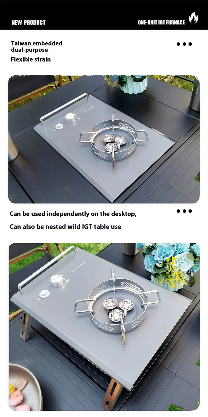 Lohascamping Folding Camping IGT Table – Lightweight Portable Roll Table with Adjustable Legs for BBQ, Desktop Burner & Backpacking