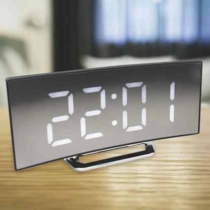 Noiseless LED Mirror Alarm Clock — Large Digital Display Silent Electronic Clock
