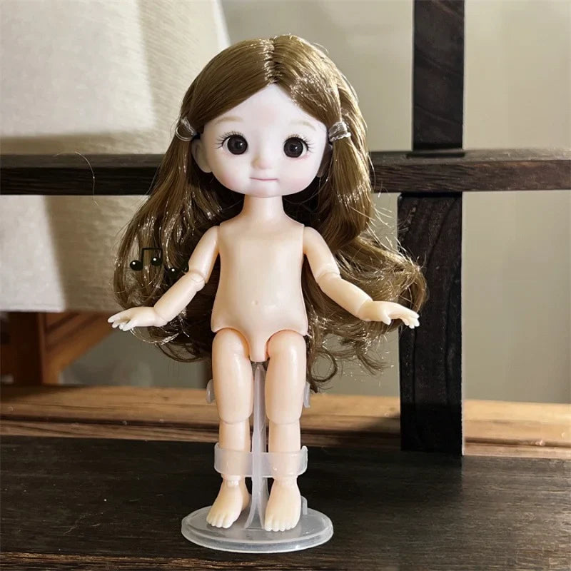 16CM Articulated Doll — 3D Simulation Eyes, 13-Joint Multi-Expression Little Girl Toy