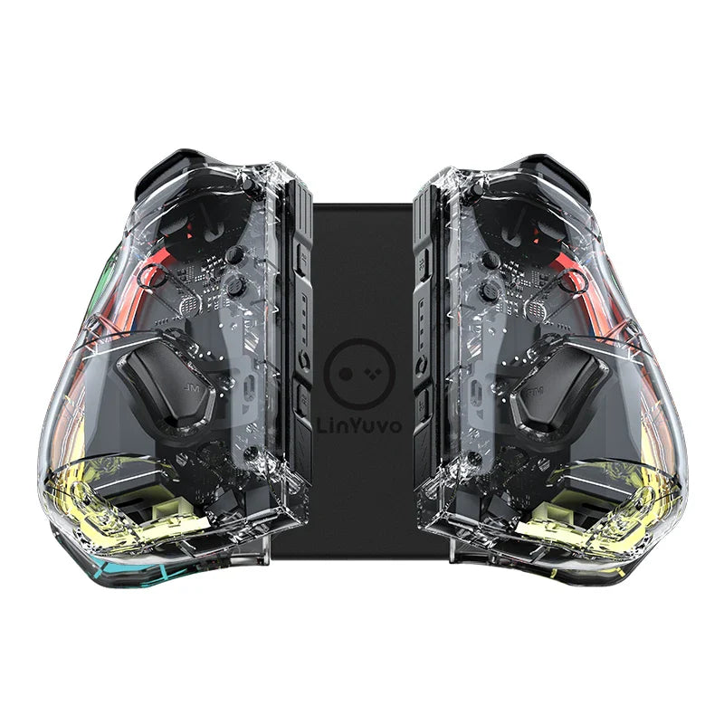 LinYuvo KS40 Transparent Wireless Joy-Pad – 8 Color LED Controller with Turbo Function for Switch/NS OLED & Lite