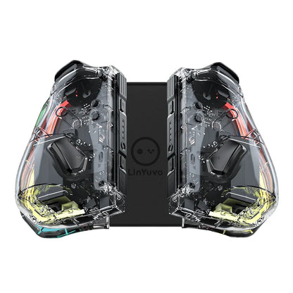 LinYuvo KS40 Transparent Wireless Joy-Pad – 8 Color LED Controller with Turbo Function for Switch/NS OLED & Lite