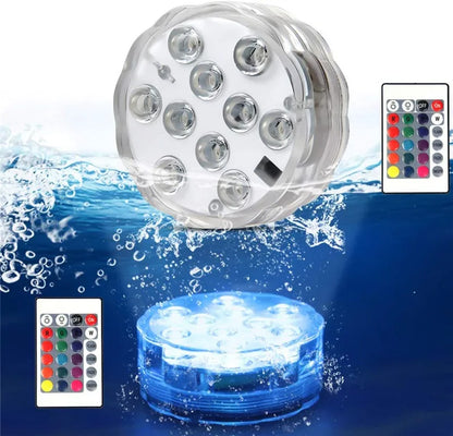 10LED RGB Submersible LED Light – Battery Operated Underwater Night Lamp for Pool, Garden, Wedding & Vase Decorations