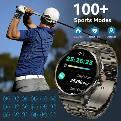 New 710mAh Bluetooth Smartwatch for Men – 1.85" HD Screen, Heart Monitor, Waterproof Fitness Watch for Android & iOS
