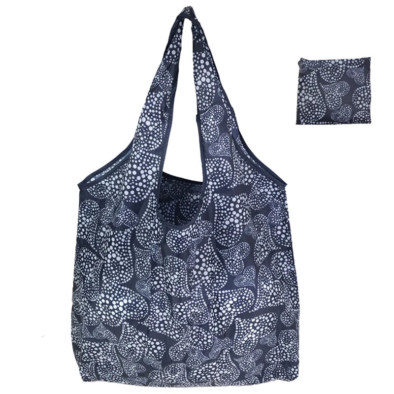 Fashion Portable Shopping Bags - Large Capacity 190T Nylon with Various Prints, Convenient and Easy to Fold Travel Essential