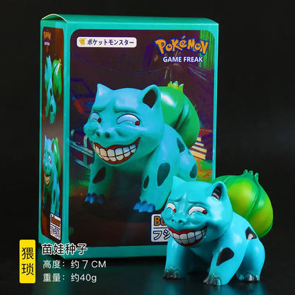 TOMY Pokemon Funny Freak PVC Action Figures — Pikachu, Bulbasaur, Charmander & Squirrel Anime Model Toy Gift for Boys