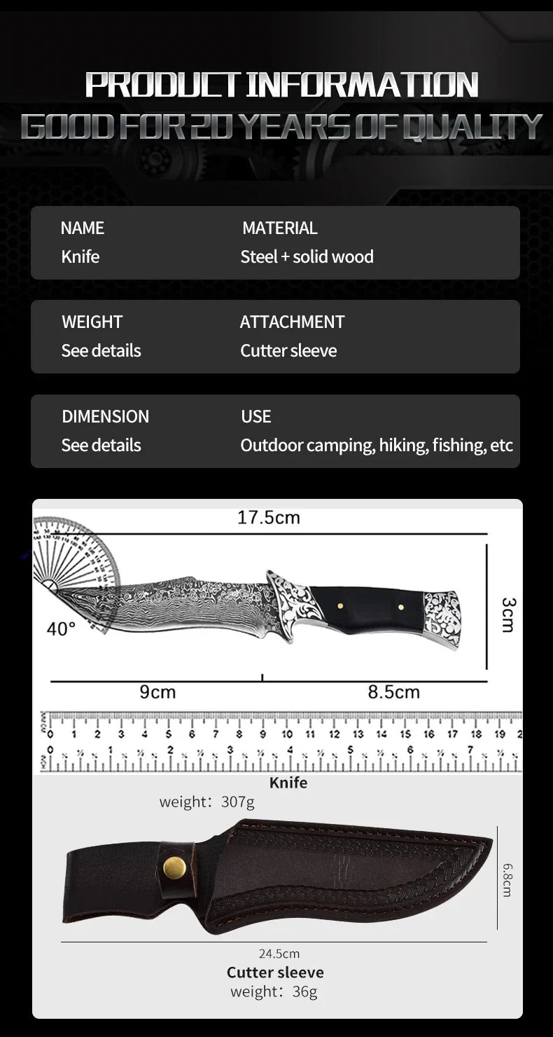 Portable Outdoor Knife – Sharp Straight Blade for Fishing, Camping, and Field Use