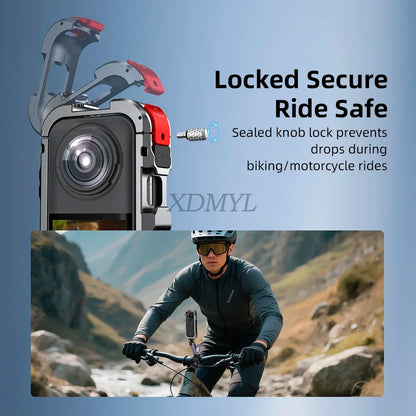 Aluminum Alloy Protective Cage for Insta360 X5 – Camera Frame with Silicone Lens Cover & 1/4" Cold Shoe
