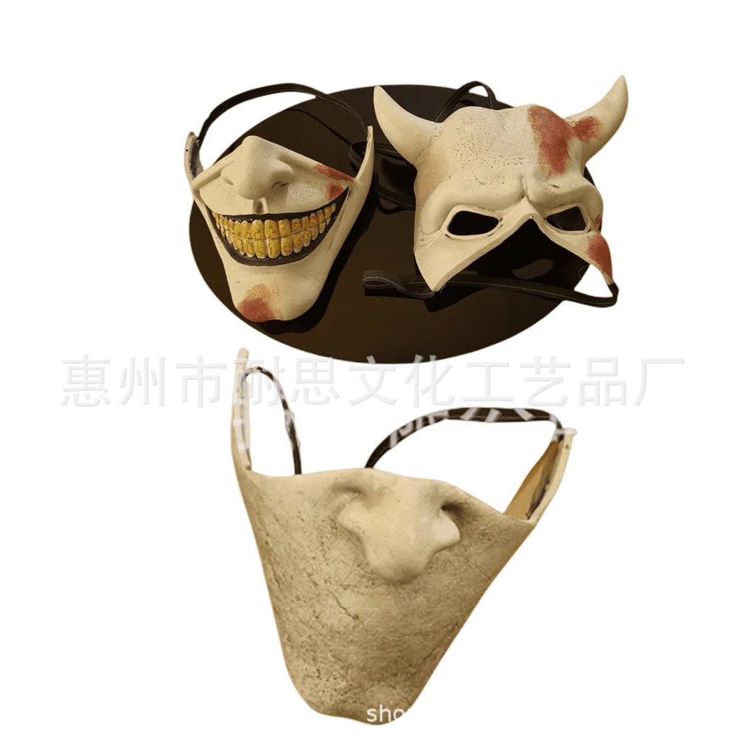 The Black Phone Horror Half Face Mask – Scary Halloween Masquerade Cosplay Accessory