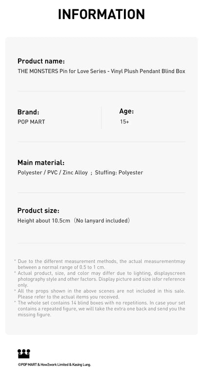 THE MONSTERS Love Series Pin – Popmart LABUBU Mystery Blind Box Cute Figurine, Desktop Decoration & Gift